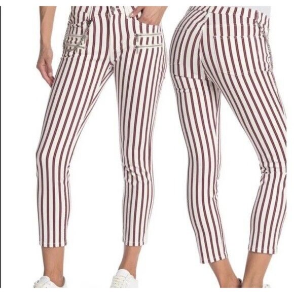 WeWoreWhat Denim - NWT we wore what jeans Women Size 29 Stripe Crop Ivory Chain Skinny Stretch Zip